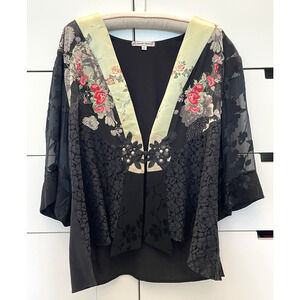 Vintage Spencer Alexis Kimono Floral Lace Embroidered Top - Size: X-Large